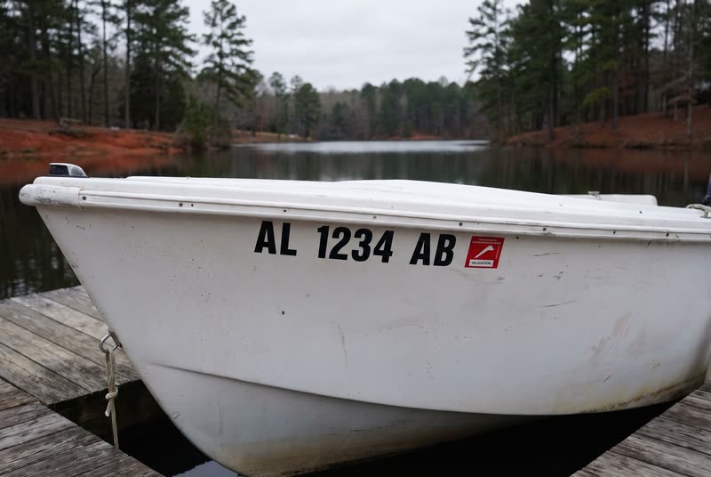 AL 1234 AB · 3" black on a light hull. What a Alabama number looks like on the bow.